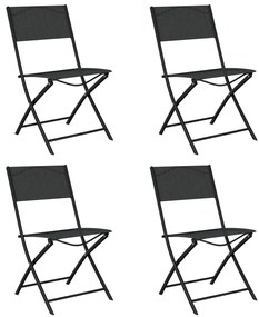 318767 vidaXL Καρέκλες Εξ. Χώρου Πτυσσόμενες 4 τεμ. Μαύρες. Ατσάλι/Textilene Μαύρο, 1 Τεμάχιο