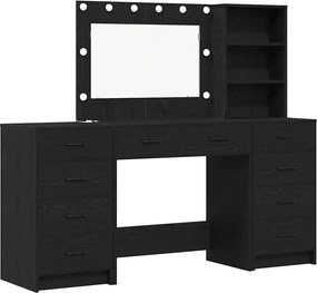 vidaXL Τραπέζι περιποίησης με ράφι 3 pcs Μαύρη Οξυά Επεξεργασμένο ξύλο