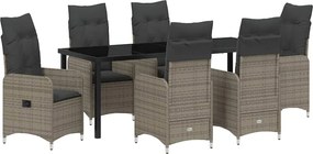 vidaXL Σέτ φαγητού για κήπο 7 pcs Γκρι συνθετικό ρατάν