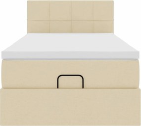 vidaXL Οθωμανικό κρεβάτι με στρώμα Cream 90x200cm ύφασμα