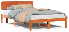 vidaXL Κρεβάτι με Κεφαλάρι Καφέ 140x190 εκ. Μασίφ Ξύλο Πεύκου