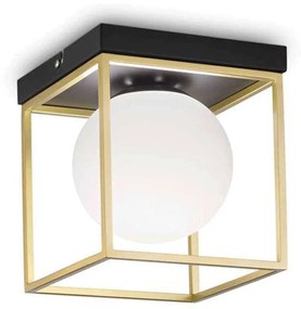 Φωτιστικό Οροφής-Πλαφονιέρα Lingotto 198132 18,5x18,5x21,5cm 1xE14 28W Gold-Black Ideal Lux