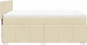 vidaXL Κρεβάτι Boxspring με Στρώμα Κρεμ 140x190 εκ. Υφασμάτινο