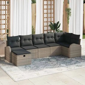 vidaXL Σετ Καναπέ Κήπου 7 pcs Γκρι 289 x 124 x 85 εκ. Πολυ ράταν