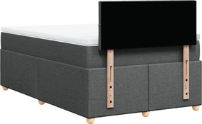 vidaXL Κρεβάτι Boxspring με Στρώμα Σκούρο Γκρι 120x200 εκ. Υφασμάτινο