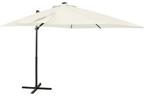 Ομπρέλα Κρεμαστή με Ιστό και LED Χρώμα Άμμου 250 εκ.