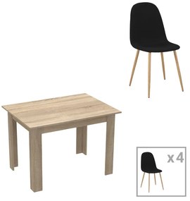 Τραπεζαρία Manka-Bella pakoworld σετ 5τεμ σε sonoma απόχρωση 110x80x70εκ