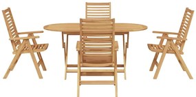 vidaXL Σέτ φαγητού για κήπο 5 pcs Καφέ Στερεό Ξύλο Τίκ
