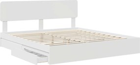 vidaXL Κρεβάτι Αποθήκης Λευκό 200 x 200 cm Επεξεργασμένο ξύλο