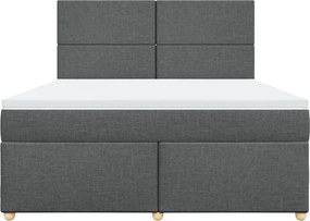 vidaXL Κρεβάτι Boxspring με Στρώμα Σκούρο Γκρι 180x200 εκ Υφασμάτιν