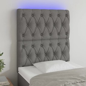Κεφαλάρι Κρεβατιού LED Σκούρο Γκρι 80x7x118/128εκ. Υφασμάτινο 3122735