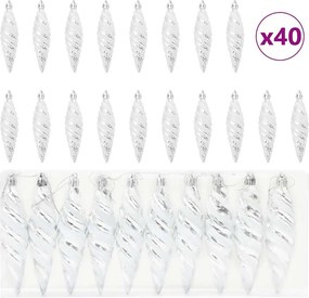 vidaXL Μπαλίτσα Χριστουγεννιάτικης Σπiral 40 pcs Ασημί Πλαστικό