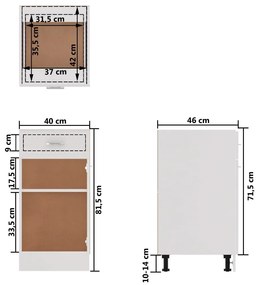 Ντουλάπι με Συρτάρι Λευκό 40x46x81,5 εκ. Επεξ. Ξύλο - Λευκό