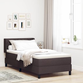 vidaXL Κρεβάτι με ελατήρια Σκούρο Καφέ 90 x 200 cm Ύφασμα και αφρός