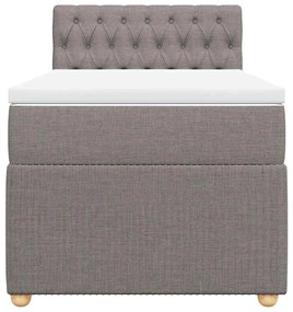 vidaXL Κρεβάτι Boxspring με Στρώμα Taupe 100 x 200 εκ. Υφασμάτινο
