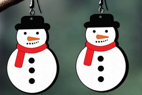 Σετ των 3 Intra απο ξύλο plywood 3mm-4mm πάχος Χριστουγεννιάτικα σκουλαρίκια Snowman , Cu Δίασταση 3x3 cm INTRAFABR-111444231