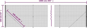 vidaXL Συρματόπλεγμα Περίφραξης Ανθρακί 1,6 x 10 μ. με Βάσεις Φλάντζα