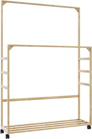 vidaXL Ράφι Ρούχων με Ράφια και Ρόδες 90x35x155 εκ. από Μπαμπού