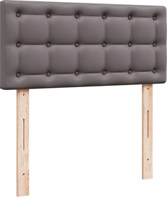 vidaXL Κρεβάτι Boxspring με Στρώμα Γκρι 90x190 εκ. από Συνθετικό Δέρμα