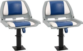 vidaXL Κάθισμα Σκάφους Πτυσσόμενο 4 τεμ. Μπλε/Λευκό 48x51x41 εκ.