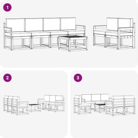 vidaXL Σειρά Καναπέ Εξωτερικού με μαξιλάρι 7 pcs Λευκό και Κρεμ