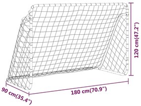 Τέρμα Ποδοσφαίρου με Δίχτυ Λευκό 180 x 90 x 120 εκ. Ατσάλινο - Λευκό