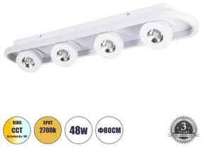 Φωτιστικό Οροφής LED CCT Κινούμενα Σποτ 48W Αλουμίνιο NESPO Globostar -61215-Λευκό 61215