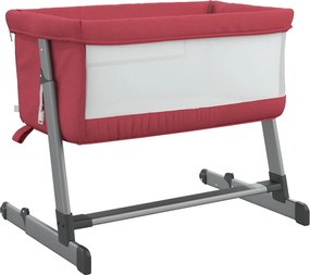 vidaXL Λίκνο Βρεφικό Κόκκινο από Λινό Ύφασμα με Στρώμα