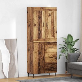 Highboard με συρτάρι 2 pcs Παλιό Ξύλο Σύνθετο Ξύλο και Γυαλί