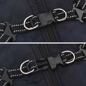 vidaXL Μπουφάν Σκύλου με ιμάντα Σκούρο μπλε L Φλις και Πολυεστέρας