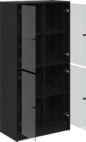 vidaXL Highboard Μαύρη Οξυά 68 x 37 x 142 εκ Επεξεργασμένο ξύλο