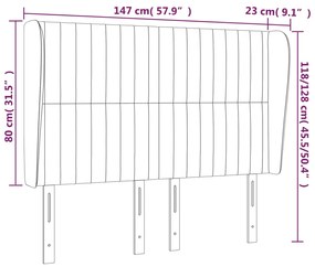 Κεφαλάρι με Πτερύγια Σκούρο Γκρι 147x23x118/128 εκ. Υφασμάτινο 3118193