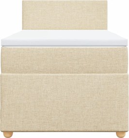 vidaXL Κρεβάτι Boxspring με Στρώμα Κρεμ 90x190 εκ.Υφασμάτινο