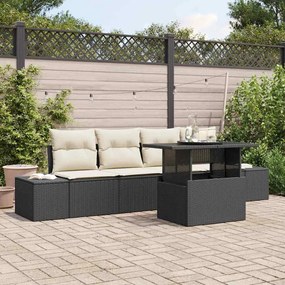vidaXL Σετ Καναπέ Κήπου 5 pcs Μαύρο, Κρέμα 100 x 55 x 73 εκ