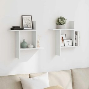 VidaXL Ραφιέρες Τοίχου 2 τεμ. Λευκές 50x12x50 εκ. από Επεξ. Ξύλο