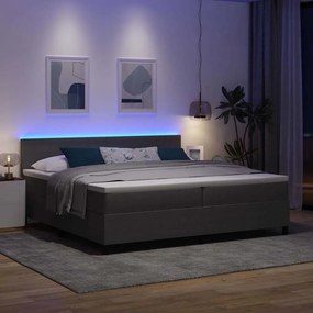 vidaXL LED Κρεβάτι με βάθρο Ανοιχτό Γκρι και Λευκό 200 x 200 cm