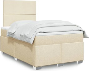 vidaXL Κρεβάτι Boxspring με Στρώμα Κρεμ 120x190 εκ. Υφασμάτινο