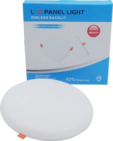 Χωνευτό LED Panel Φ17xY3cm Χωρίς Πλαίσιο 24W με Σύστημα Ρυθμιζόμενης Τρύπας Κοπής 3-13cm