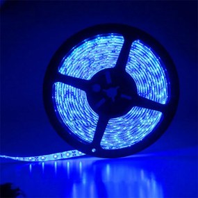 Led ταινία αδιάβροχη 5m 4.8W 12VDC μπλε φως IP65 εύκαμπτη &amp; αυτοκόλλητη