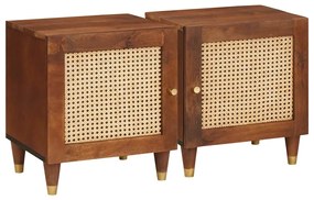 Κομοδίνο 2 pcs Καφέ 40 x 33,5 x 46 εκ Μασίφ ξύλο ακακίας