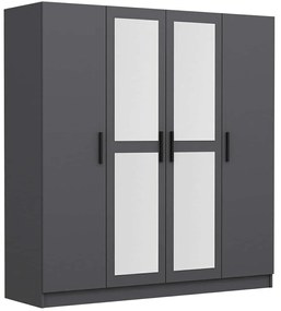 Ντουλάπα Τετράφυλλη Kale 506MNR2457 180x52x210cm Anthracite Τετράφυλλη