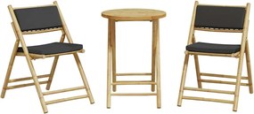 vidaXL Σετ Bistro Πτυσσόμενο 3 τεμ. από Μπαμπού με Μαξιλάρια