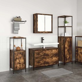 vidaXL Σετ Επίπλων Μπάνιου 3 pcs Καπνιστό Δρύς Επεξεργασμένο ξύλο