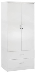 Ντουλάπα REINA Δίφυλλη με 2 Συρτάρια Λευκή 80x42.5x180.5 εκ. 80x42.5x180.5 εκ.