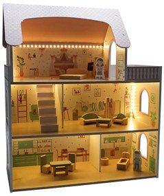 Ξύλινο Κουκλόσπιτο Ροζ KX3053 IKONKA