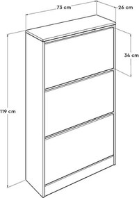 Παπουτσοθήκη Flat Duo Megapap 18 ζεύγων χρώμα λευκό 73x26x119εκ.