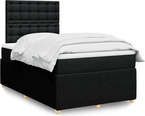 vidaXL Κρεβάτι Boxspring με Στρώμα Μαύρο 120x190 εκ. Υφασμάτινο