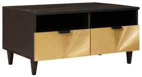 vidaXL Τραπεζάκι σαλονιού with Drawer Μαύρο και Χρυσό 80 x 54 x 40 εκ
