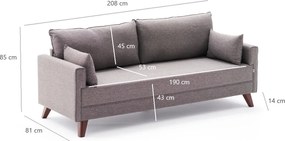 Τριθέσιος Καναπές Καφέ BELLA 81x208x85