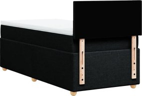 vidaXL Κρεβάτι Boxspring με Στρώμα Μαύρο Single Υφασμάτινα